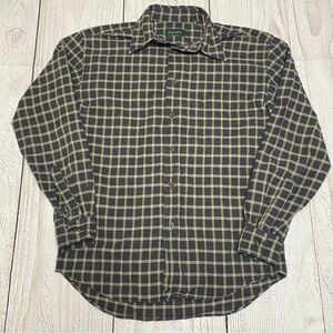 Canali Men's made in Italy Black and Tan Plaid Shirt 39/15.5